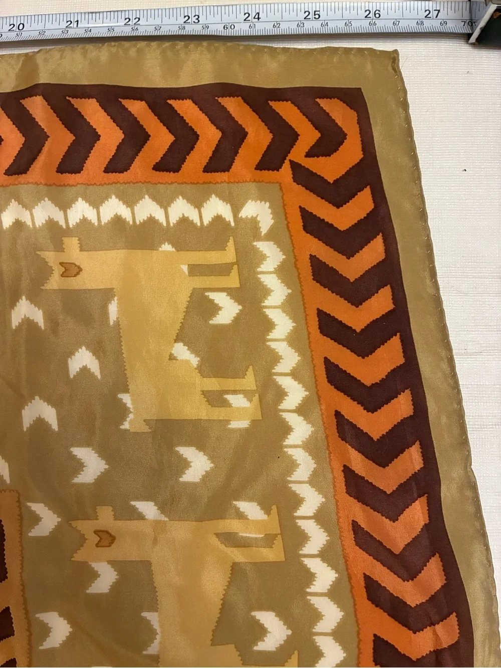 Vintage Echo Scarf with Llama Motif, Made in Japan